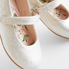Load image into Gallery viewer, Silver Standard Fit (F) Mary Jane Touch Fastening Occasion Shoes
