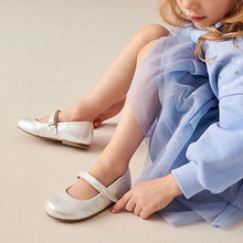 Load image into Gallery viewer, Silver Standard Fit (F) Mary Jane Touch Fastening Occasion Shoes
