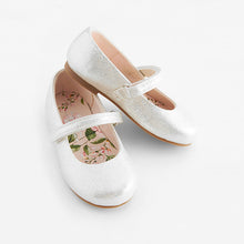 Load image into Gallery viewer, Silver Standard Fit (F) Mary Jane Touch Fastening Occasion Shoes
