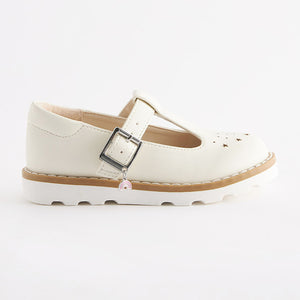 White Standard Fit (F) T-Bar Shoes