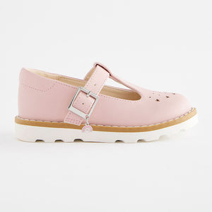 Pink Standard Fit (F) T-Bar Adjustable Buckle Shoes
