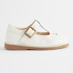 White Leather T-Bar Shoes