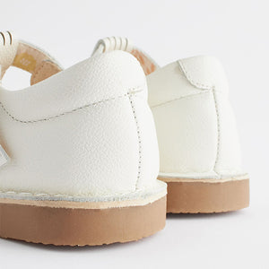 White Leather T-Bar Shoes