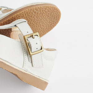 White Leather T-Bar Shoes