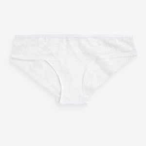 White Brazilian Microfibre And Lace Knickers