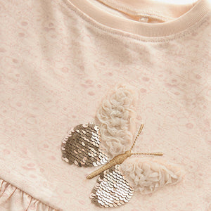 Pale Pink 100% Cotton Sequin Jersey Dress (3mths-5-6yrs)