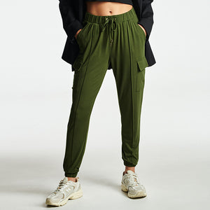 Khaki Green Cargo Jersey Joggers