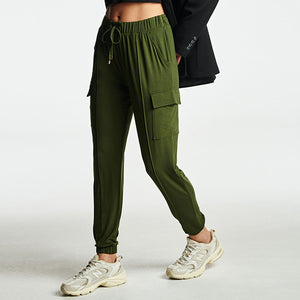 Khaki Green Cargo Jersey Joggers