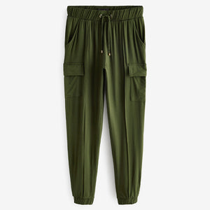 Khaki Green Cargo Jersey Joggers