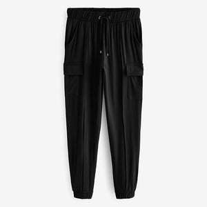 Black Cargo Jersey Joggers