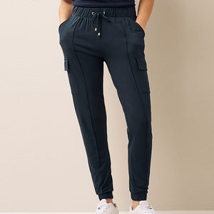 Navy Blue Cargo Jersey Joggers