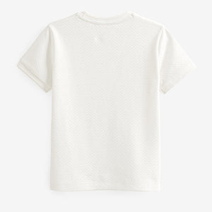 White Short Sleeve Textured T-Shirt (4-12yrs)