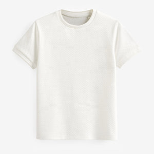 White Short Sleeve Textured T-Shirt (4-12yrs)