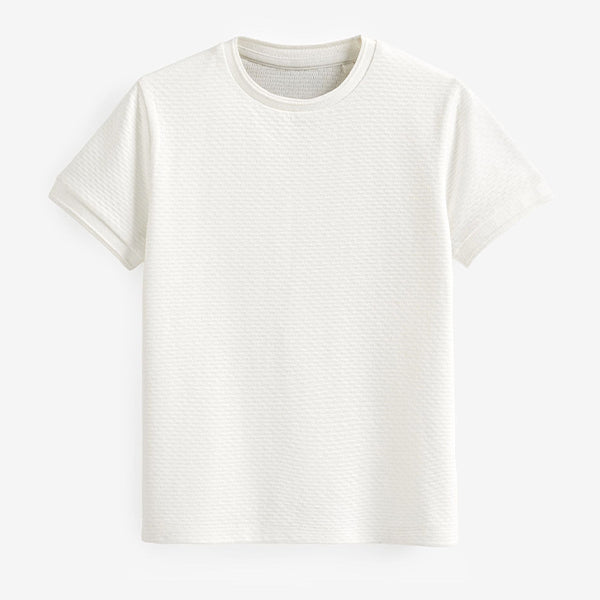 White Short Sleeve Textured T-Shirt (4-12yrs)