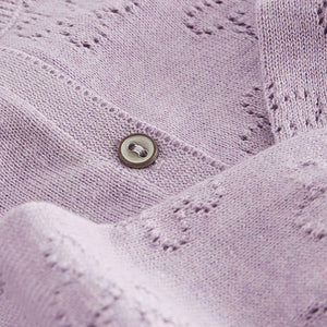 Lilac Purple Flower Pointelle Cardigan (3mths-4-5yrs)