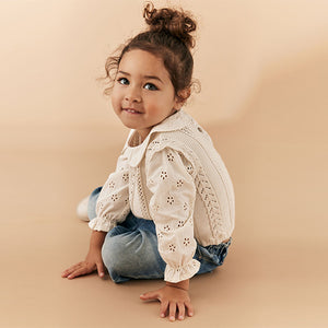 Ecru Marl 100% Cotton Collar Jumper (9mths-5yrs)