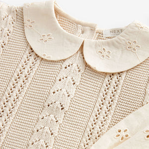 Ecru Marl 100% Cotton Collar Jumper (9mths-5yrs)
