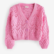 Load image into Gallery viewer, Pink Crochet V-Neck Cardigan (3-12yrs)
