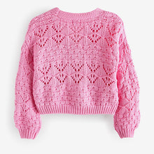 Load image into Gallery viewer, Pink Crochet V-Neck Cardigan (3-12yrs)
