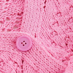 Pink Crochet V-Neck Cardigan (3-12yrs)