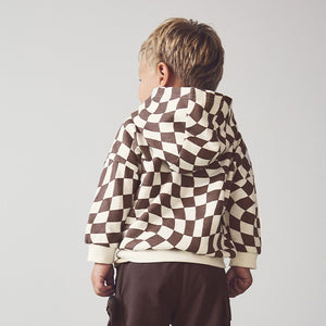 Brown/Cream Checkerboard Hoodie (3mths-4-5yrs)