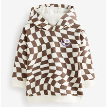 Load image into Gallery viewer, Brown/Cream Checkerboard Hoodie (3mths-4-5yrs)
