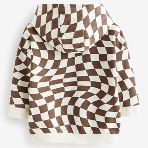 Brown/Cream Checkerboard Hoodie (3mths-4-5yrs)