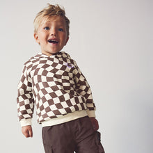 Load image into Gallery viewer, Brown/Cream Checkerboard Hoodie (3mths-4-5yrs)
