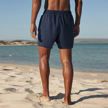 Load image into Gallery viewer, Navy Blue Palm Logo Essential Swim Shorts
