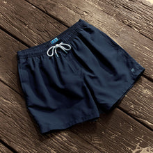Load image into Gallery viewer, Navy Blue Palm Logo Essential Swim Shorts
