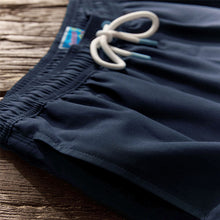 Load image into Gallery viewer, Navy Blue Palm Logo Essential Swim Shorts
