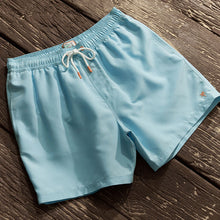 Load image into Gallery viewer, Light Blue Palm Logo Essential Swim Shorts
