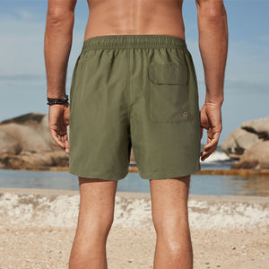 Khaki Green Palm Logo Essential Swim Shorts