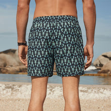 Load image into Gallery viewer, Navy/Light Blue Lobster Geo Regular Fit Printed Swim Shorts
