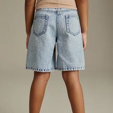 Load image into Gallery viewer, Mid Blue Denim Longline Shorts
