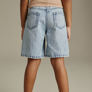 Mid Blue Denim Longline Shorts