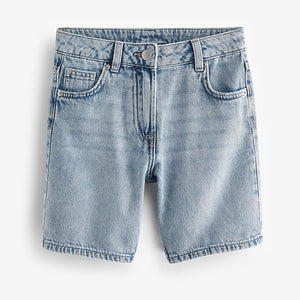 Mid Blue Denim Longline Shorts