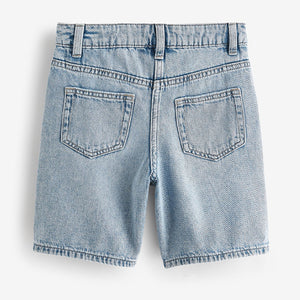 Mid Blue Denim Longline Shorts