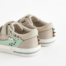 Load image into Gallery viewer, Grey Crocodile Standard Fit (F) Two Strap Touch Fastening Trainers
