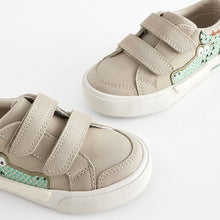 Load image into Gallery viewer, Grey Crocodile Standard Fit (F) Two Strap Touch Fastening Trainers
