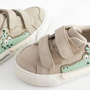 Grey Crocodile Standard Fit (F) Two Strap Touch Fastening Trainers