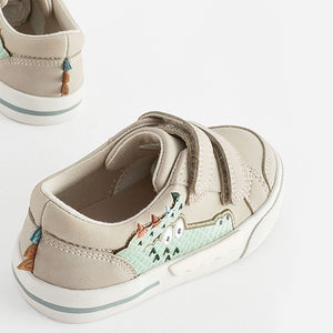 Grey Crocodile Standard Fit (F) Two Strap Touch Fastening Trainers
