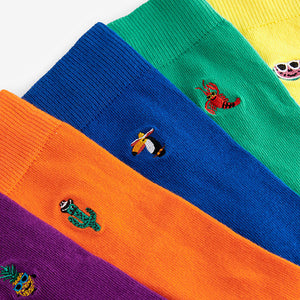 Bright Summer Fun Embroidered Socks 5 Pack