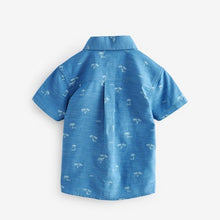 Load image into Gallery viewer, Blue Short Sleeve Printed Shirt
