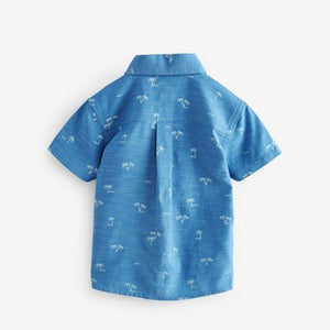 Blue Short Sleeve Printed Shirt