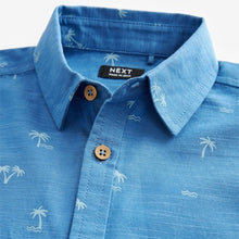 Load image into Gallery viewer, Blue Short Sleeve Printed Shirt
