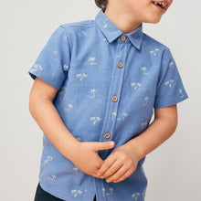 Load image into Gallery viewer, Blue Short Sleeve Printed Shirt

