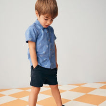 Load image into Gallery viewer, Blue Short Sleeve Printed Shirt
