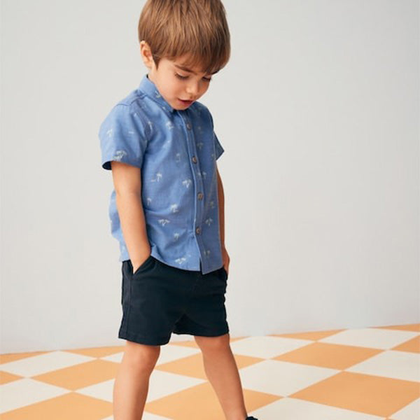 Blue Short Sleeve Printed Shirt