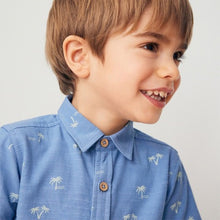 Load image into Gallery viewer, Blue Short Sleeve Printed Shirt
